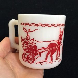 Vintage 50s Hazel Atlas child milkglass circus mug